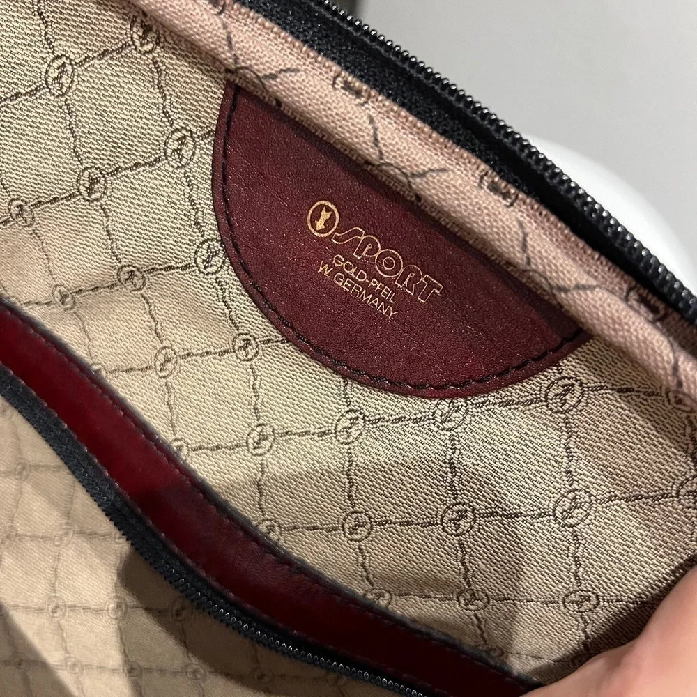 Vintage Goldpfeil Burgundy Leather Overnighter Briefcase Bag *RARE*